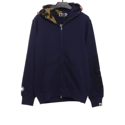 BAPE solid color patchwork camouflage shark hoodie 01