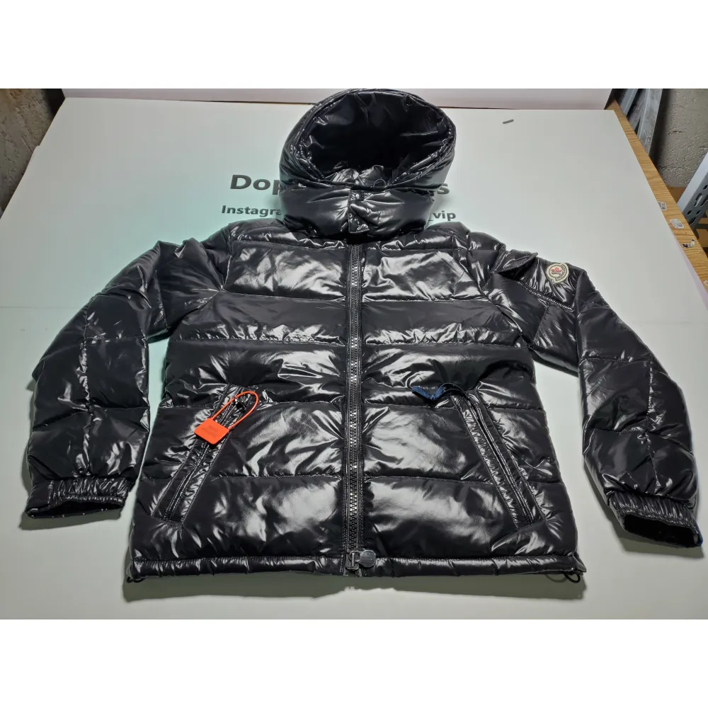 Moncler Maya Lacquered Down Jacket Black