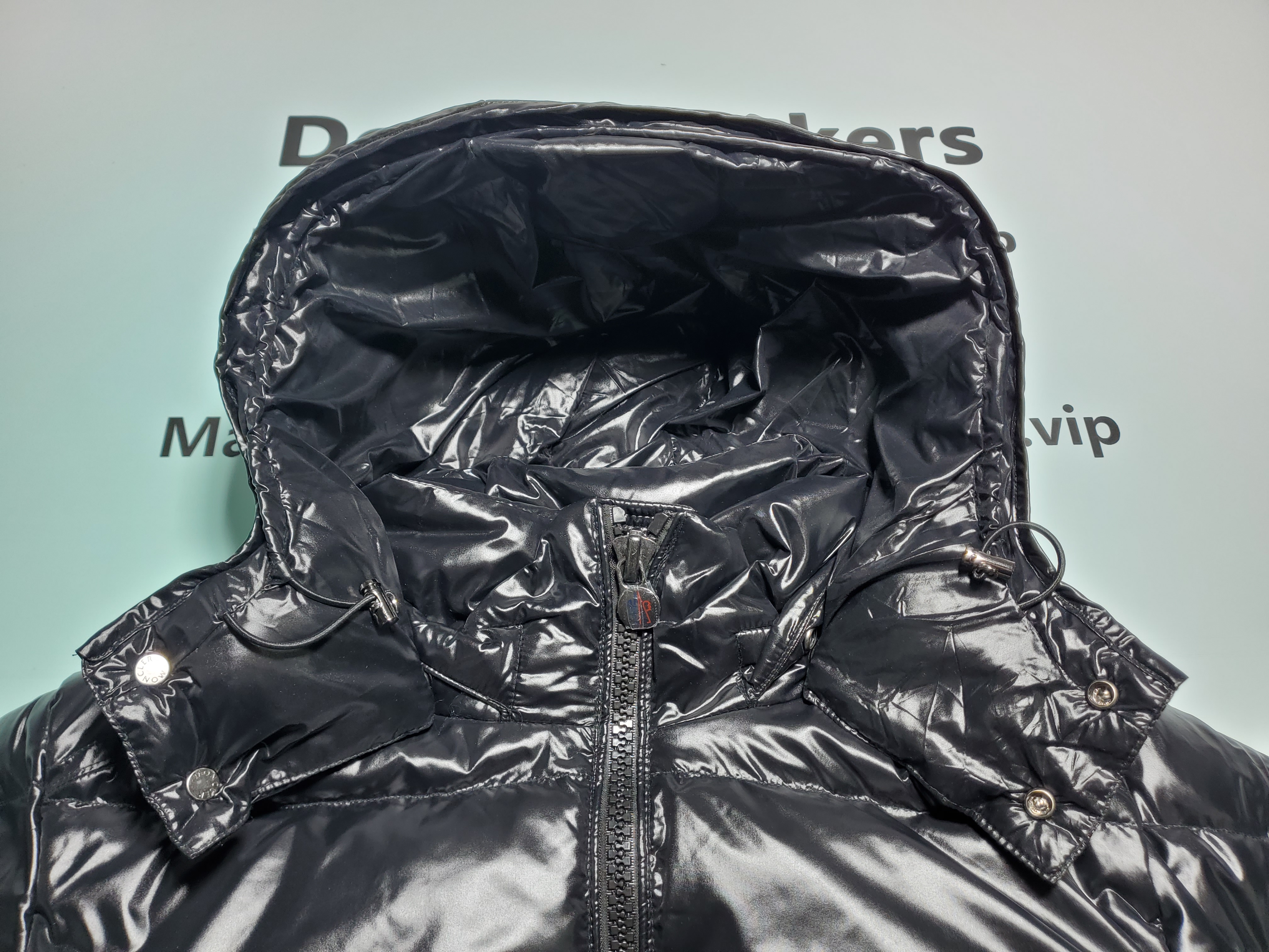 Moncler Maya Lacquered Down Jacket Black