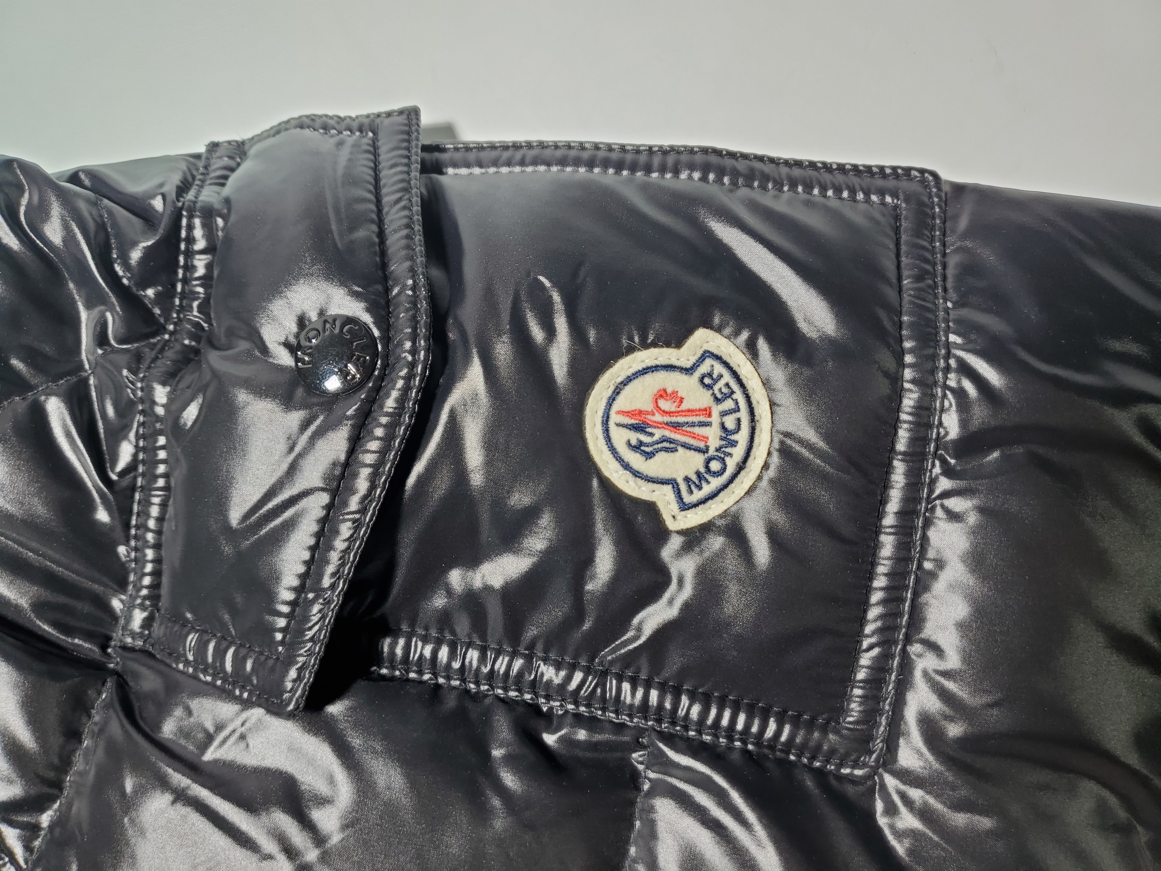 Moncler Maya Lacquered Down Jacket Black