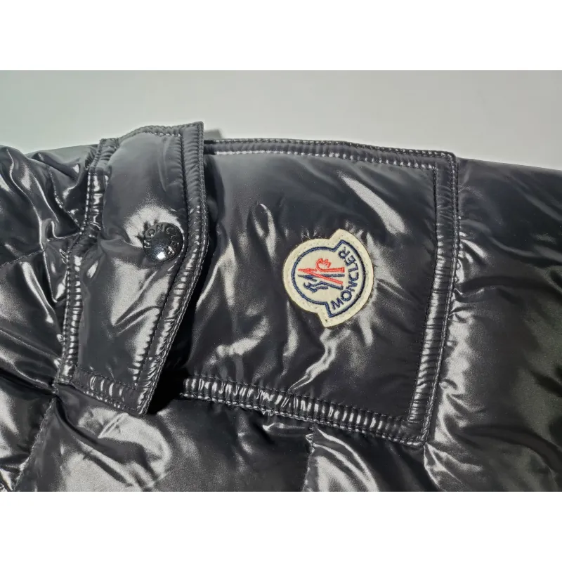 Moncler Maya Lacquered Down Jacket Black