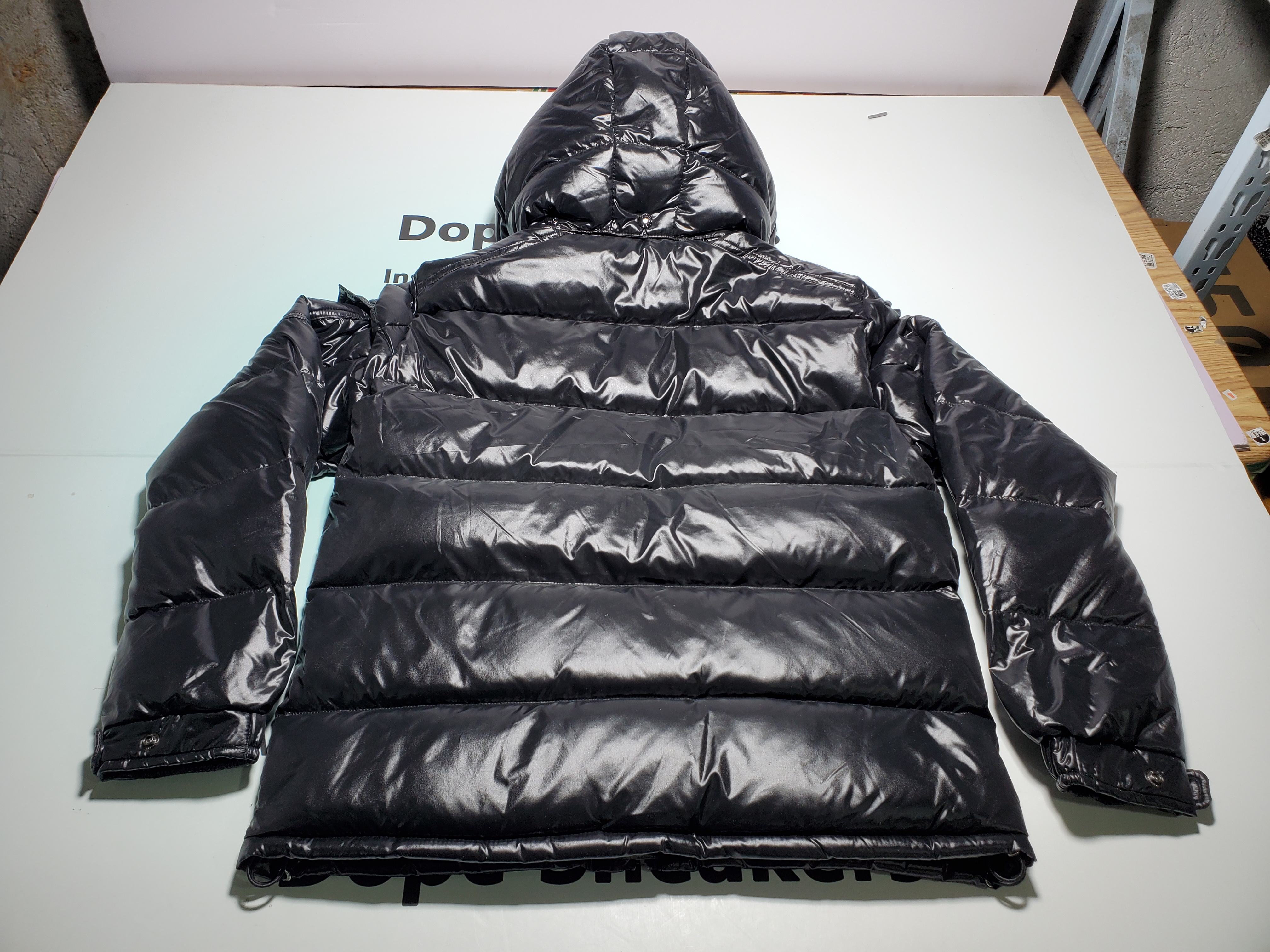 Moncler Maya Lacquered Down Jacket Black