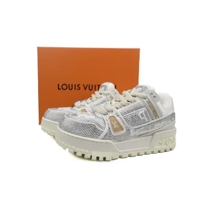 Louis Vuitton LV Trainer Maxi White Khaki Swarovksi Crystals 02
