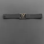 LV engraved metal leather bracelet