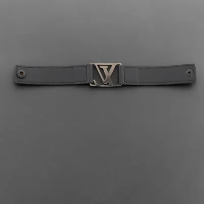 LV engraved metal leather bracelet 02