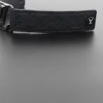 LV engraved metal leather bracelet