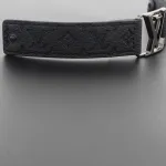 LV engraved metal leather bracelet