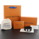 LV engraved metal leather bracelet