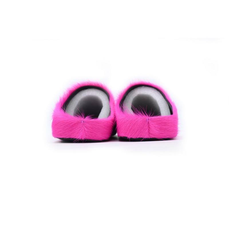 Marni Long-hair Calfskin Fussbett Sabot Rose Red 