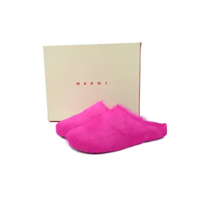 Marni Long-hair Calfskin Fussbett Sabot Rose Red  02