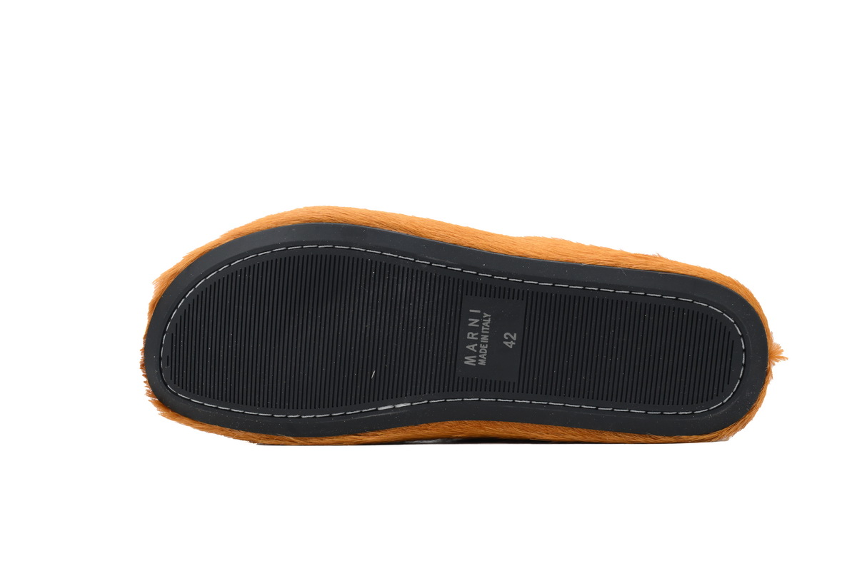Marni Long-hair Calfskin Fussbett Sabot Yellowish Brown
