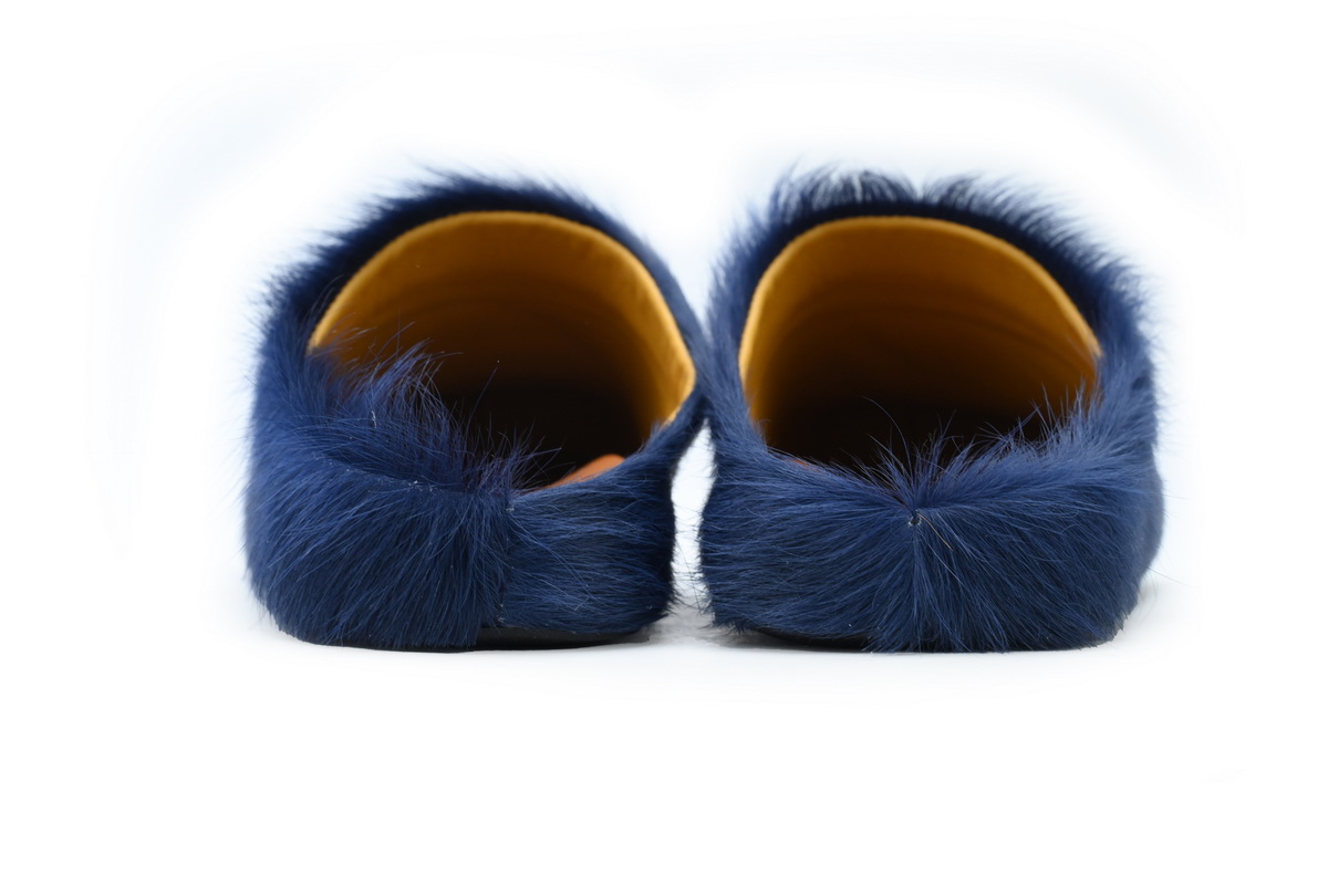 Marni Long-hair Calfskin Fussbett Sabot Dark Blue