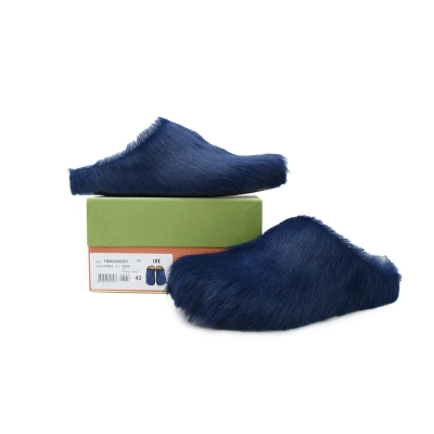 Marni Long-hair Calfskin Fussbett Sabot Dark Blue 02