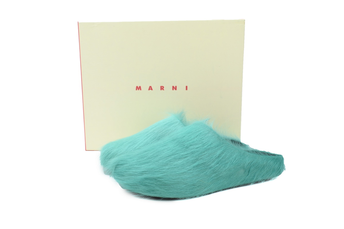 Marni Long-hair Calfskin Fussbett Sabot Dark Green SBMR000600P412200V38