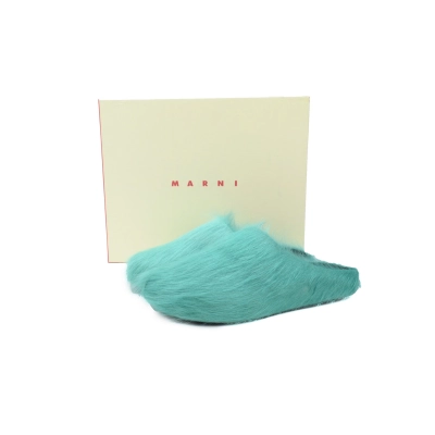 Marni Long-hair Calfskin Fussbett Sabot Dark Green SBMR000600P412200V38 02