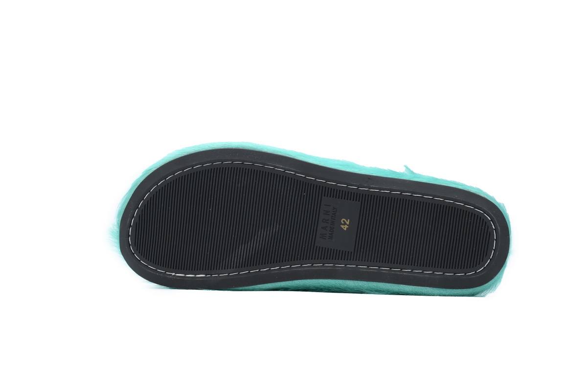 Marni Long-hair Calfskin Fussbett Sabot Dark Green SBMR000600P412200V38