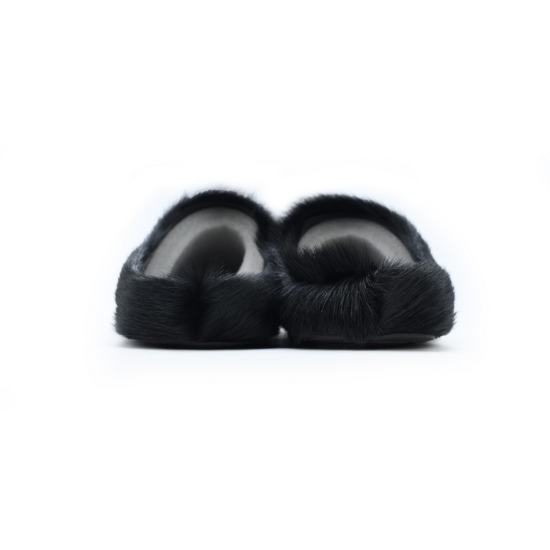 Marni Long-hair Calfskin Fussbett Sabot Black SBMR000600P412200N99