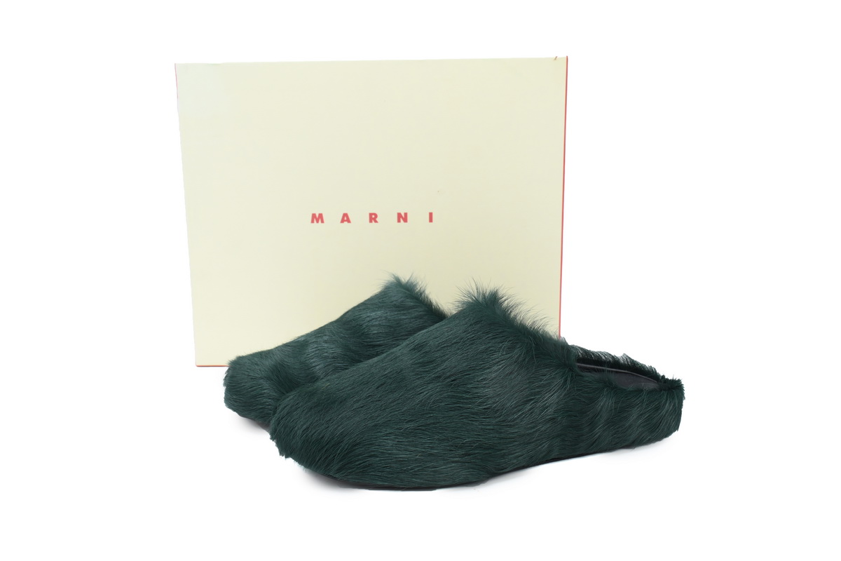 Marni Long-hair Calfskin Fussbett Sabot Deep Green SBMR000600P412200V78