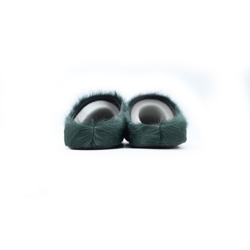 Marni Long-hair Calfskin Fussbett Sabot Deep Green SBMR000600P412200V78