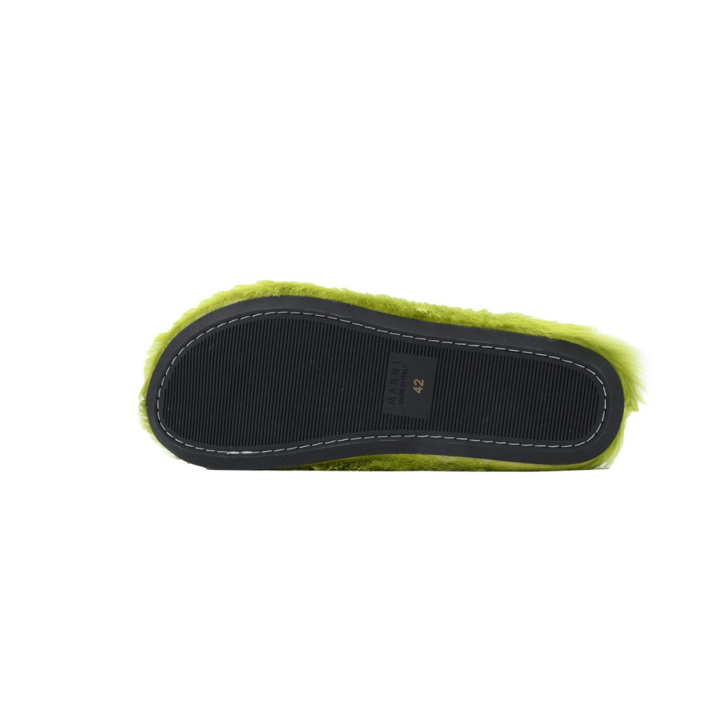 Marni Long-hair Calfskin Fussbett Sabot Green SBMR000600P412200V07