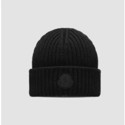 Moncler Cashmere Wool Beanie Black 01