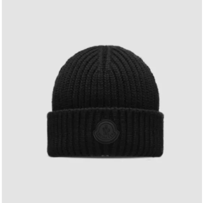 Moncler Cashmere Wool Beanie Black 01