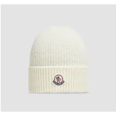 Moncler Cashmere Wool Beanie White 01