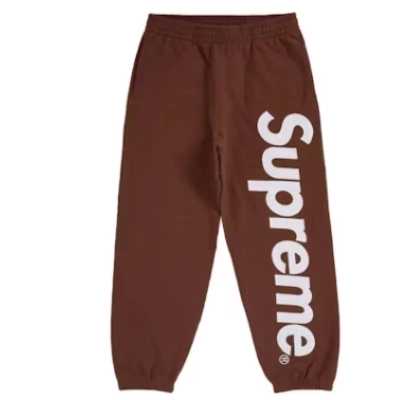  Supreme Satin Applique Sweatpant Brown 01