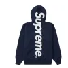 Supreme Satin Appliqué Hoodie Sweatshirt Navy Blue
