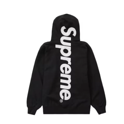 Supreme Satin Appliqué Hoodie Sweatshirt Black 01