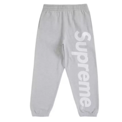 Supreme Satin Applique Sweatpant Grey 01