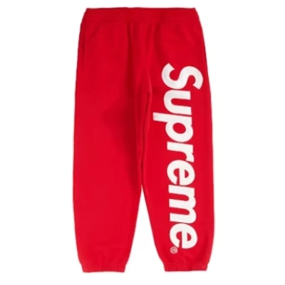 Supreme Satin Applique Sweatpant Red 01