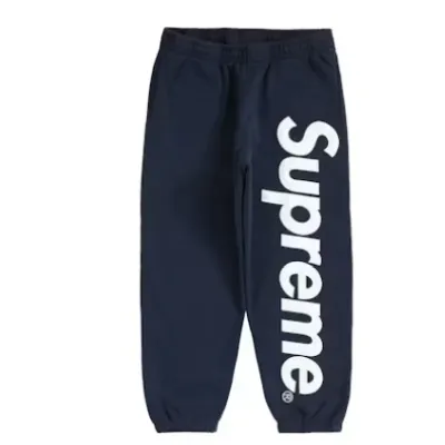 Supreme Satin Applique Sweatpant Navy Blue 01