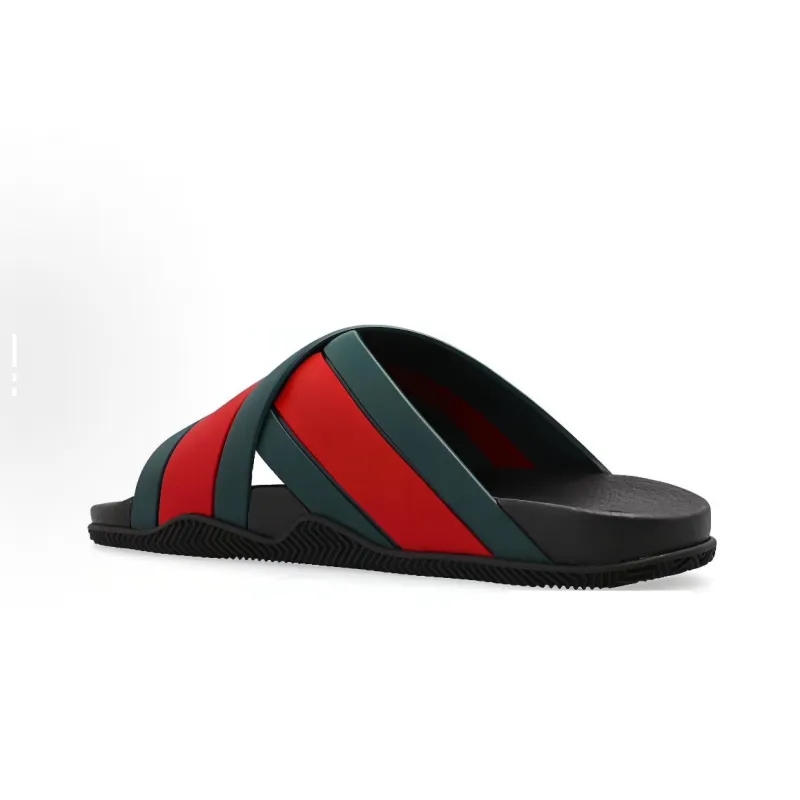 Gucci Web Slide Black Rubber 627820 J8700 8460