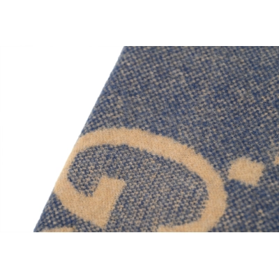 Gucci Double-G Jacquard Velvet Fringe Scarf Palma Bleu 02