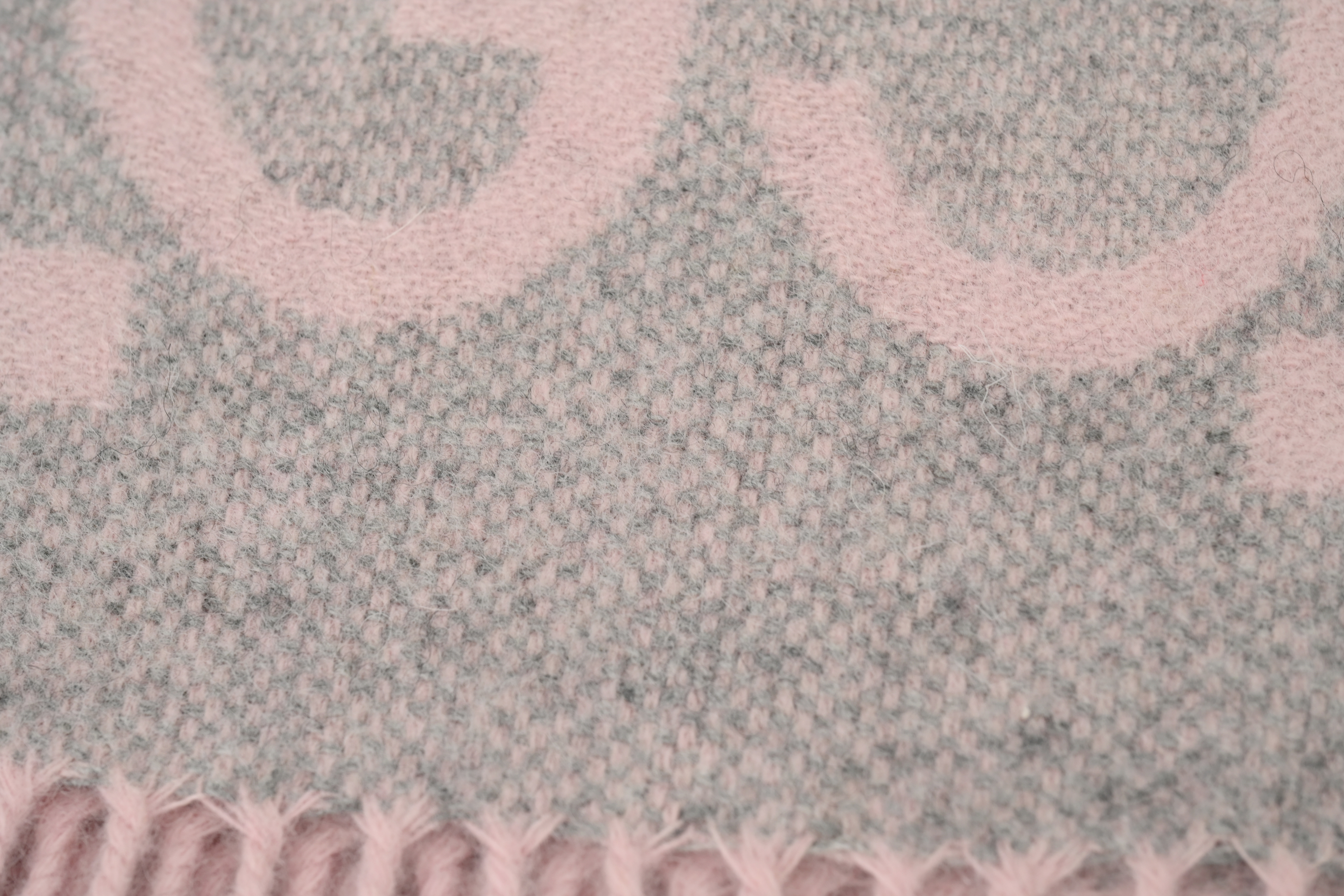 Gucci Double-G Jacquard Velvet Fringe Scarf Pink