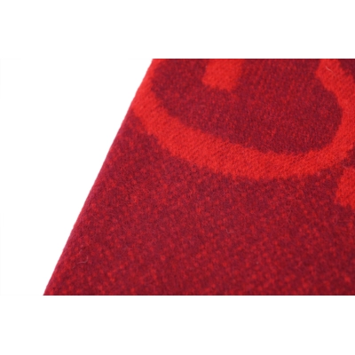 Gucci Double-G Jacquard Velvet Fringe Scarf Red 02