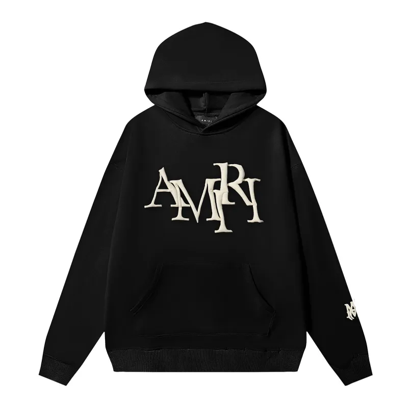 AMIRI Staggered Logo Hoodie #9273  Pure Black/Apricot/Black White/Green/Sky Blue/White