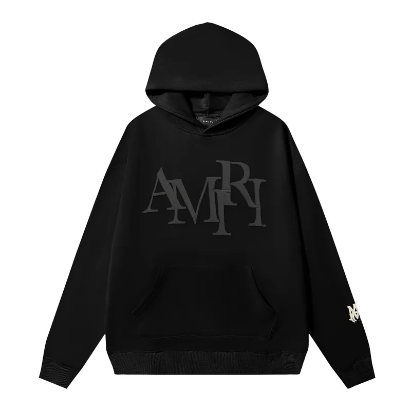 AMIRI Staggered Logo Hoodie #9273  Pure Black/Apricot/Black White/Green/Sky Blue/White