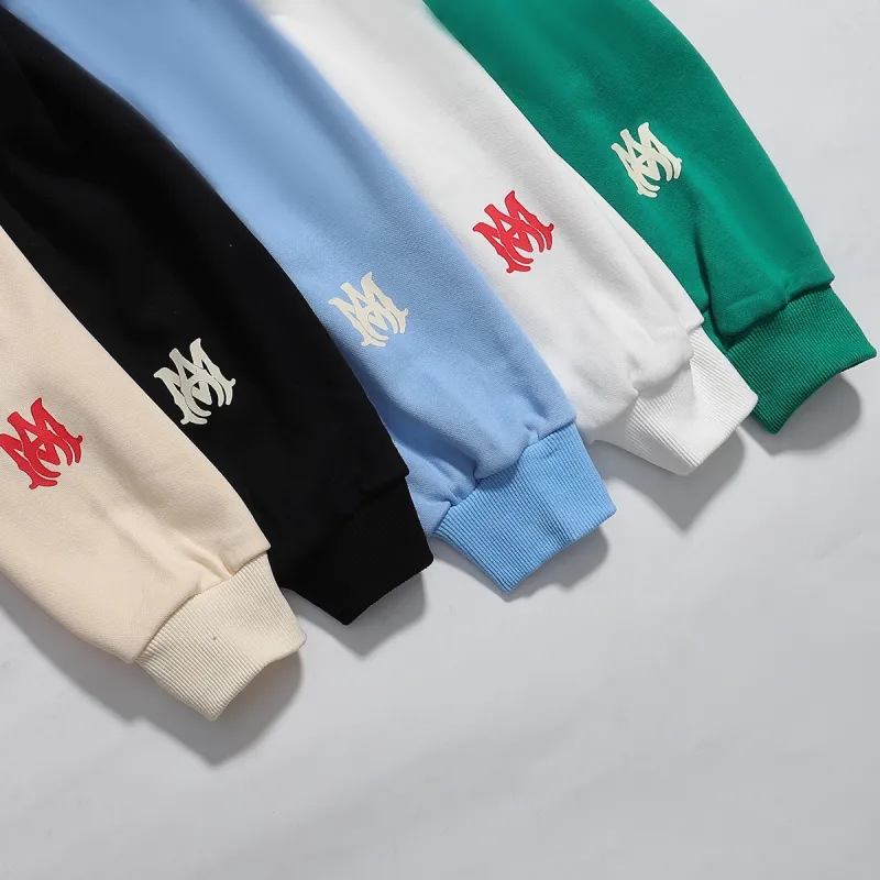 AMIRI Staggered Logo Hoodie #9273  Pure Black/Apricot/Black White/Green/Sky Blue/White