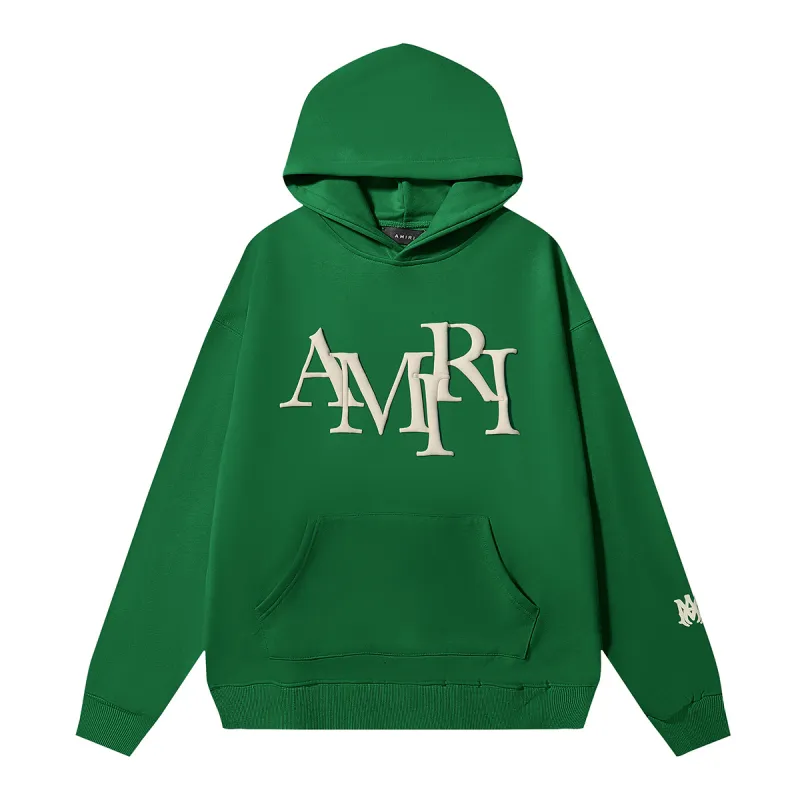 AMIRI Staggered Logo Hoodie #9273  Pure Black/Apricot/Black White/Green/Sky Blue/White