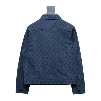  Louis Vuitton Clothes Classic Navy Blue Jacquard Work Denim Jacket 02