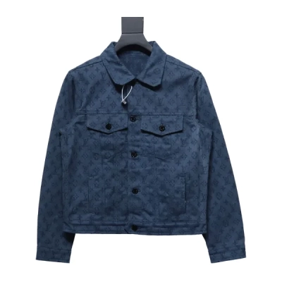  Louis Vuitton Clothes Classic Navy Blue Jacquard Work Denim Jacket 01