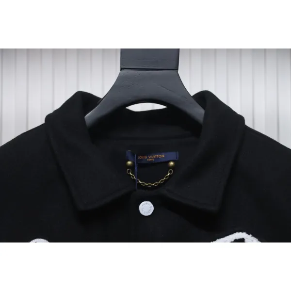 Louis Vuitton Clothes  Preppy Embroidered Bomber Jacket Black