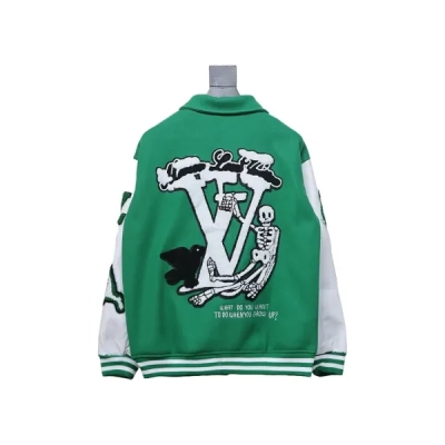 Louis Vuitton Clothes  Preppy Embroidered Bomber Jacket Green 01