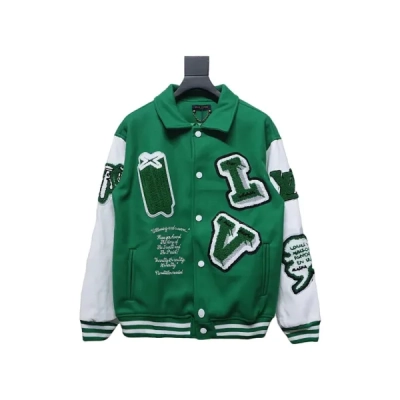  Louis Vuitton Clothes  Preppy Embroidered Bomber Jacket Green 02