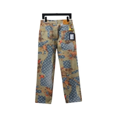  Louis Vuitton Clothes  Rose Floral Distressed Carpenter Jeans 01