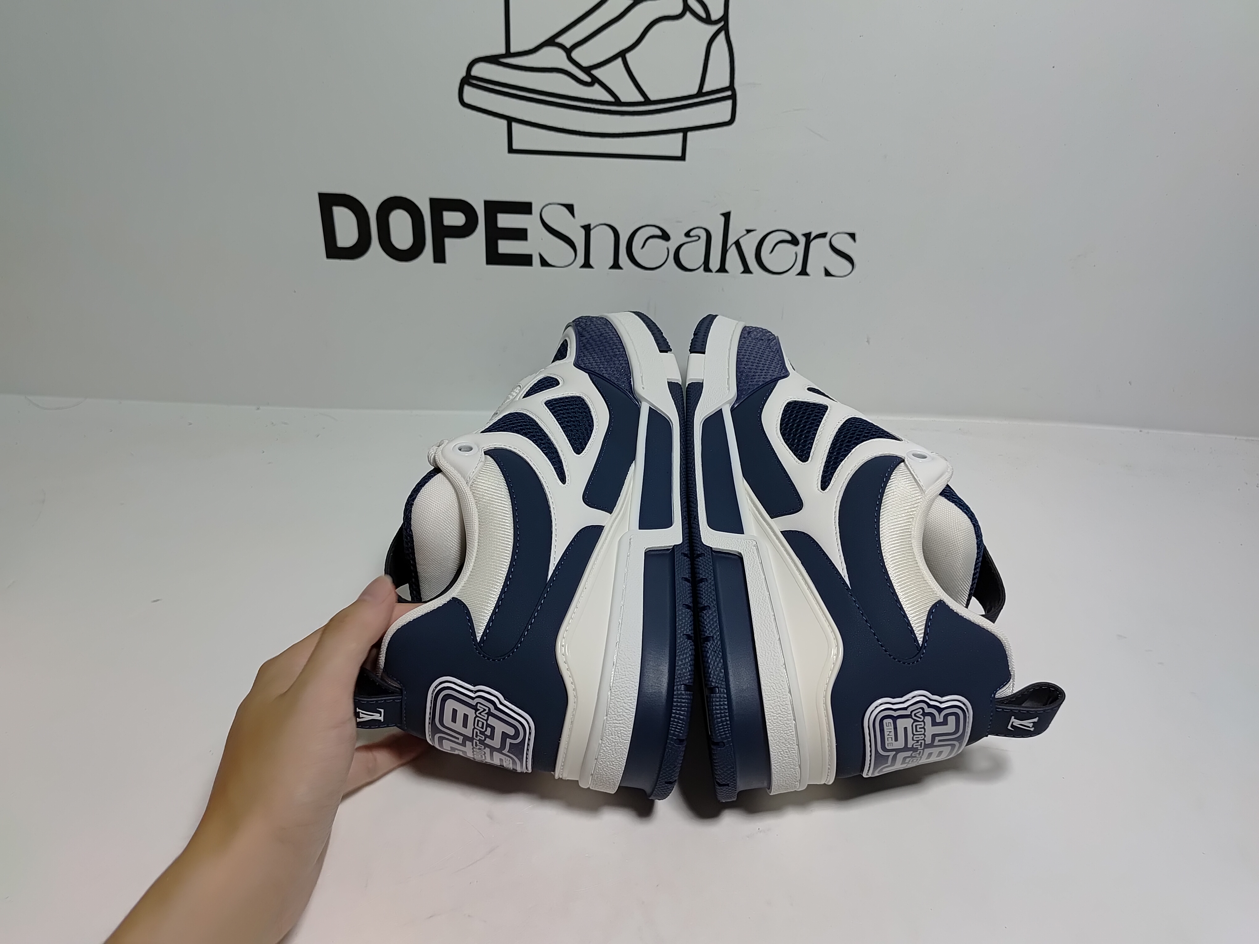 Louis Vuitton Leather lace up Fashionable Board Shoes Blue 51BCOLRB