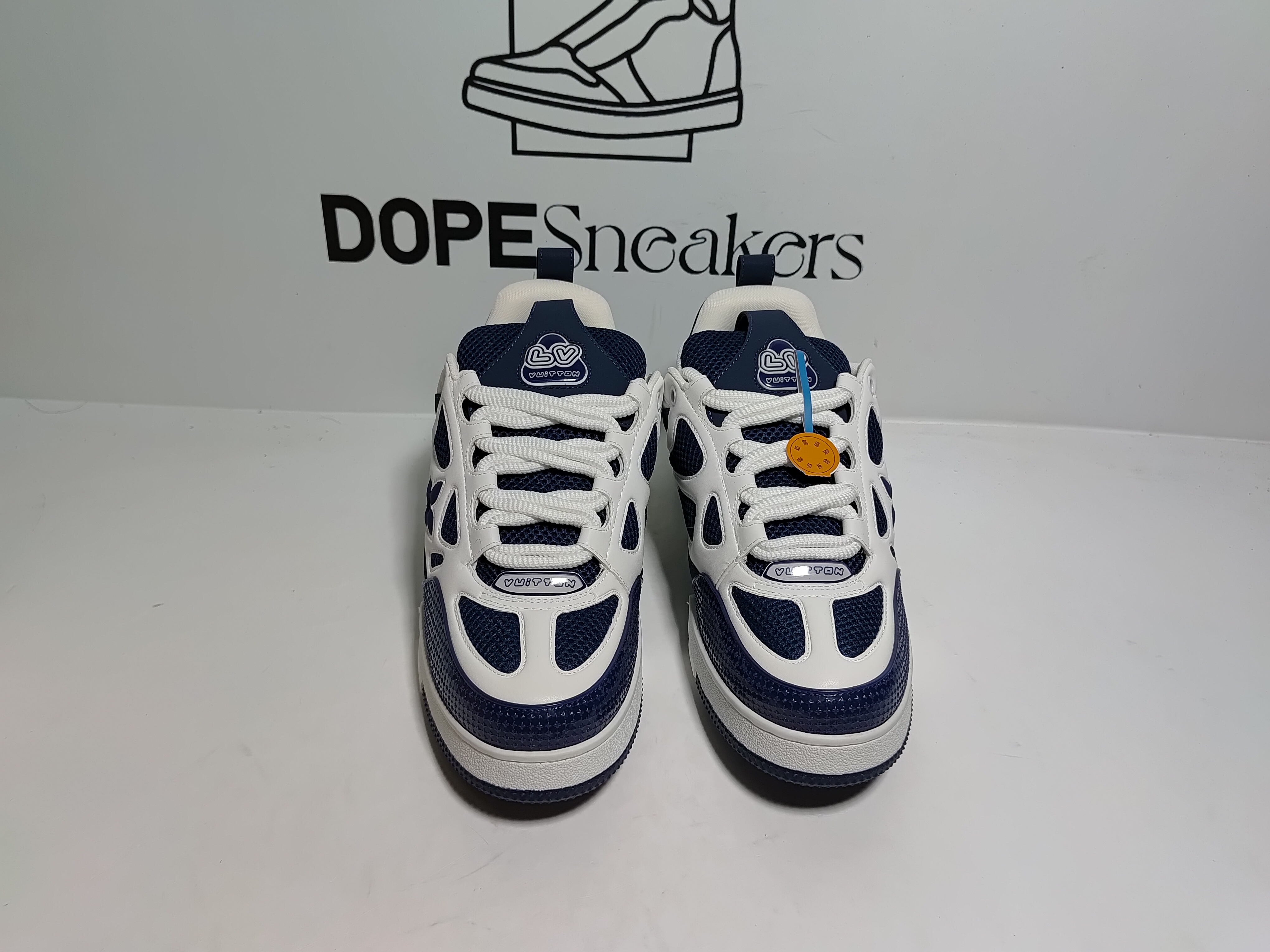 Louis Vuitton Leather lace up Fashionable Board Shoes Blue 51BCOLRB