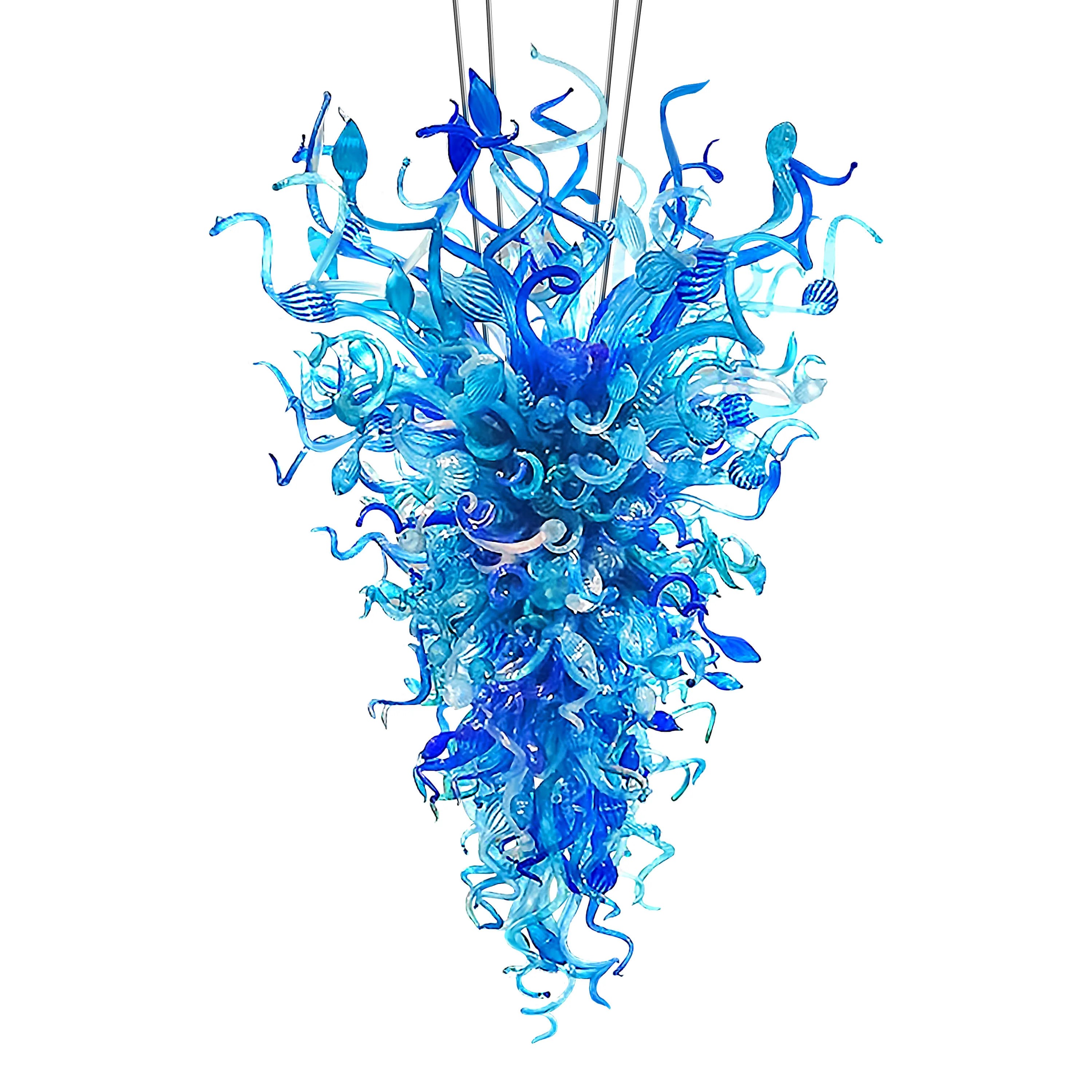 Large Modern Chandeliers For High Ceilings  Chihuly Style Chandelier (Blue)